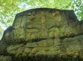 Relief Altar of Holy Trinity sculpted to the sandstone rock in 1740 by joiner Franz Schier in beech forest near small