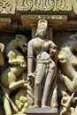 Relief carving of Apsara and Nayika on the wall of Lakshmana Temple