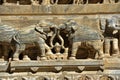 Relief carving of Elephants in a row on the wall of Jagdish Temple at Udaipur