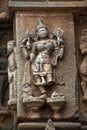 Relief carving of Indian goddess on the wall of ancient Jabreshwar Temple at Phaltan
