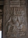 Relief carving of ten headed Ravana carved on the Vitthala Temple at Hampi