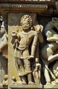 Relief carving of Yamdev on the wall of Lakshmana Temple