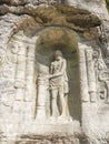 Relief of Christ after flogging sculpted to the sandstone rock in 18th century near village Radvanec in luzicke hory