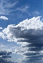 relief cirrus and clublike clouds against the background of a saturated blue sky