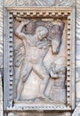 Relief depicting Hercules and the Erymanthian boar, facade detail of St. Mark`s Basilica, Venice, Italy