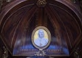 Relief of a famous man in the Philosophical Hall, Strahov Monastery Library, Praque Royalty Free Stock Photo