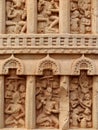 Relief of front right pillar, detailing the heavens of Buddhist cosmology, Eastern Gateway, Great Stupa, Sanchi, India