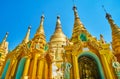 Rising golden stupas of Shwedagon complex, Yangon, Myanmar