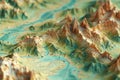 Relief map with mountains and rivers Royalty Free Stock Photo