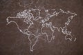 World map on the wall with plaster Royalty Free Stock Photo