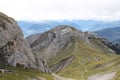 Relief in the mountains of Switzerland. Roads and paths in the mountains of Switzerland. Mountain landscape Royalty Free Stock Photo