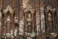 Relief and ruin of Hindu Temples at My Son in Vietnam Royalty Free Stock Photo