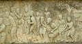 Relief with scenes of life in village in Canbodia