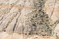 The relief shape of the mountain slopes in steppe Kazakhstan washed by rain streams of water