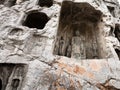 Relief statues in cave in West Hill in Longmen Royalty Free Stock Photo