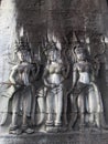 Relief three lady at Angkor Wat Temple, Cambodia