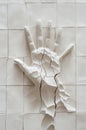 A relief wall with an image of hands. Royalty Free Stock Photo