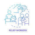 Relief workers blue gradient concept icon