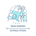 Relief workers turquoise concept icon