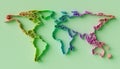 Relief world map with rainbow gradient color Royalty Free Stock Photo