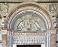 Reliefs above the main door of the Cathedral of Saint Martin in Lucca, Italy.