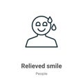 Relieved smile outline vector icon. Thin line black relieved smile icon, flat vector simple element illustration from editable