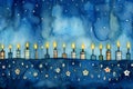 Religiob watercolor style and abstract image background of jewish holiday Hanukkah with menorah (traditional candelabra