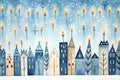 Religiob watercolor style and abstract image background of jewish holiday Hanukkah with menorah (traditional candelabra