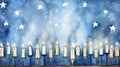 Religiob watercolor style and abstract image background of jewish holiday Hanukkah with menorah (traditional candelabra