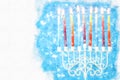 religiob watercolor style and abstract image of jewish holiday Hanukkah with menorah & x28;traditional candelabra