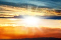 Beautiful heavenly landscape with the sun in the clouds  . Royalty Free Stock Photo