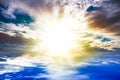 Beautiful heavenly landscape with the sun in the clouds  . Royalty Free Stock Photo