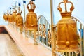 Religion, Buddhism. Closeup Prayer Bells In Buddhist Temple Of T Royalty Free Stock Photo