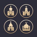 Religion buildings icons set