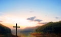 Crucifixion Of Jesus Christ - Cross At Sunset Royalty Free Stock Photo