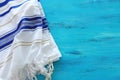 Religion concept of White Prayer Shawl - Tallit, jewish religious symbol Royalty Free Stock Photo