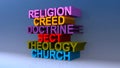 Religion creed doctrine sect theology church on blue Royalty Free Stock Photo