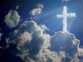 Religion cross. clouds concept Royalty Free Stock Photo