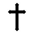 Religion cross icon. Black christian cross Vector symbol illustration