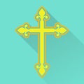 Religion cross icon in flat style. Catholicism or Christianity cross design template. Vector illustration Royalty Free Stock Photo