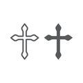 Religion cross line and glyph icon, christian and catholic, crucifix sign, vector graphics, a linear pattern on a white Royalty Free Stock Photo