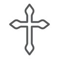 Religion cross line icon, christian and catholic, crucifix sign, vector graphics, a linear pattern on a white background Royalty Free Stock Photo