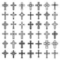 Religion cross symbols. Christians catholicism icons tribal vector collection peace jesus pictures Royalty Free Stock Photo