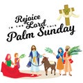 Religion holiday palm sunday before easter, celebration of the entrance of Jesus into Jerusalem, happy people with Royalty Free Stock Photo