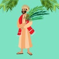 Religion holiday palm sunday before easter, celebration of the entrance of Jesus into Jerusalem, happy people with Royalty Free Stock Photo