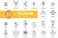 Religion icon set. Collection of simple elements such as the judaism, christianity, islam, paganism, atheism, raining Royalty Free Stock Photo