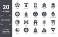 religion icon set. include creative elements as satanism, shrine, spiritual, synagogue, zen, yin yang filled icons can be used for