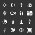 Religion icons set grey