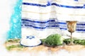 Religion image of Jewish festival of Sukkot. Traditional symbols The four species: Etrog, lulav, hadas, arava. white background Royalty Free Stock Photo