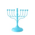 religion image of jewish holiday Hanukkah with blue menorah & x28;traditional candelabra& x29; isolated over white background